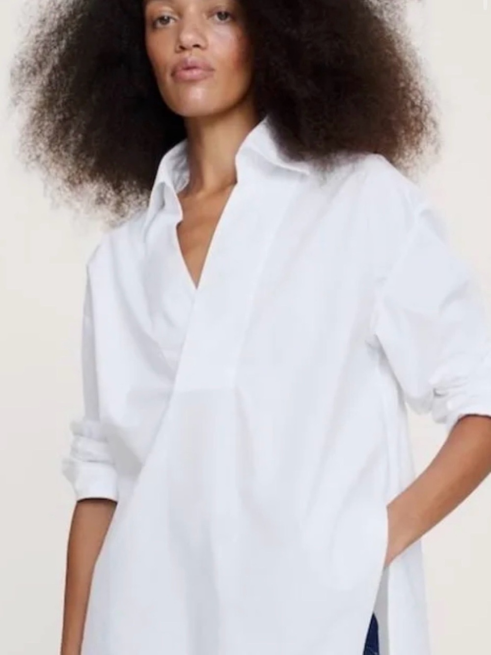 Banana Republic White Oversized Poplin Tunic Blouse
